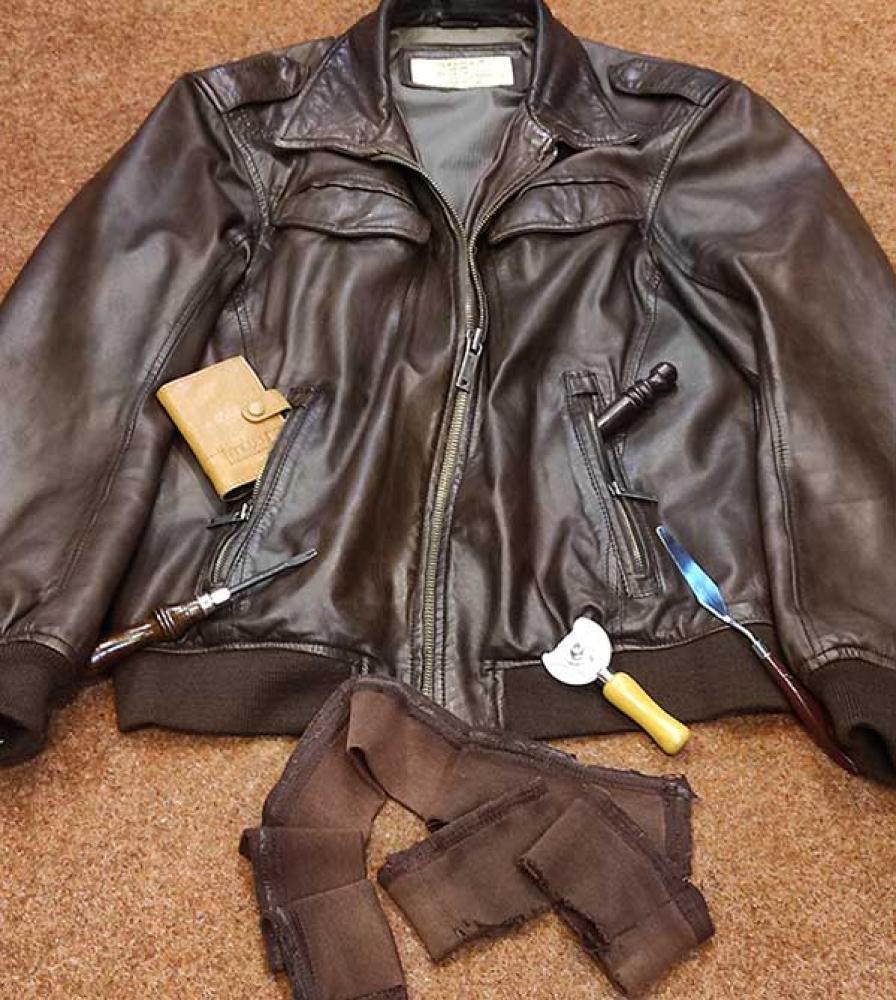 Blouson en cuir vintage restauré métropole lilloise